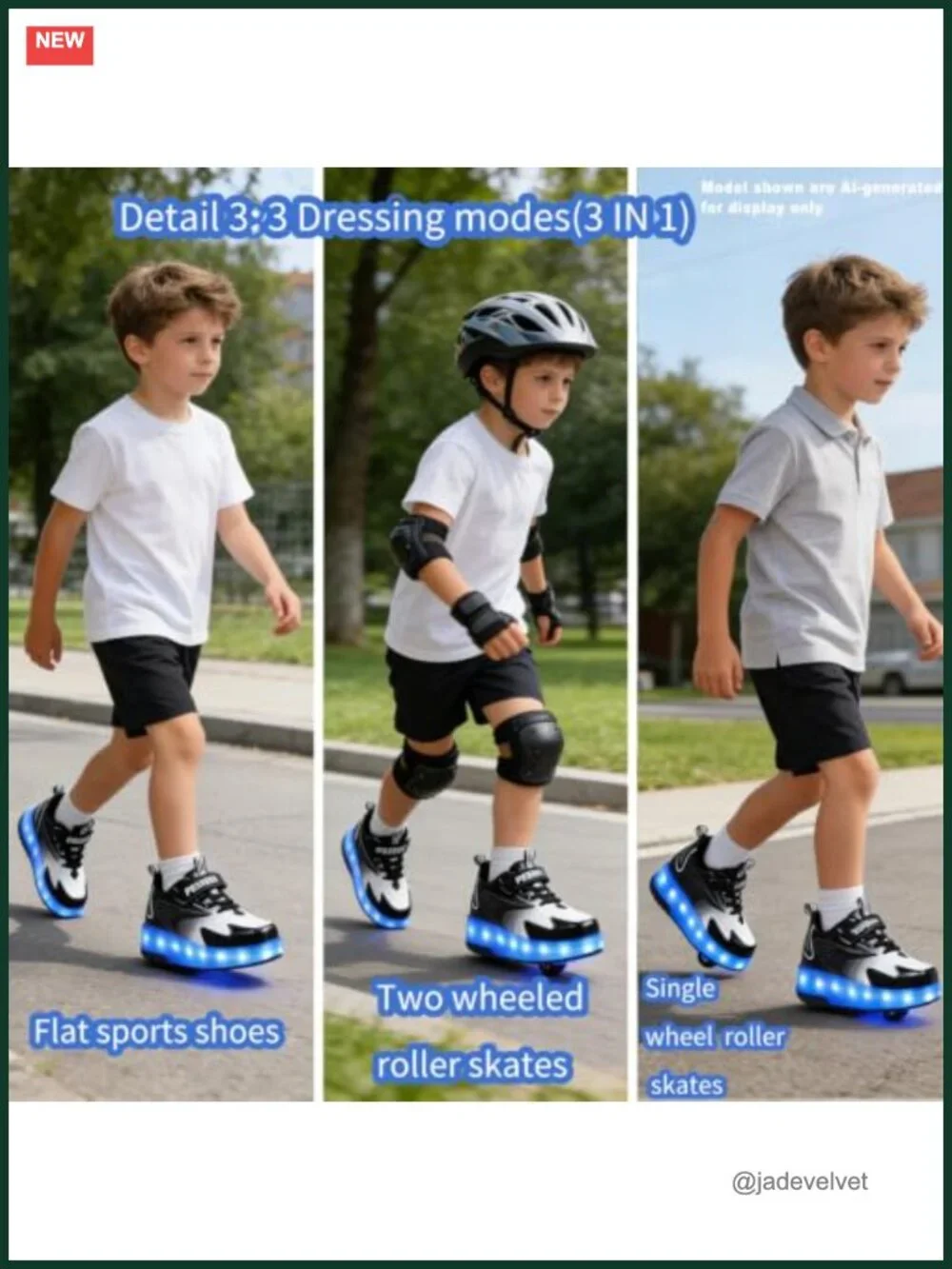 Unisex Roller Shoes Kids Light up Sneakers with Wheels Rechargeable LED